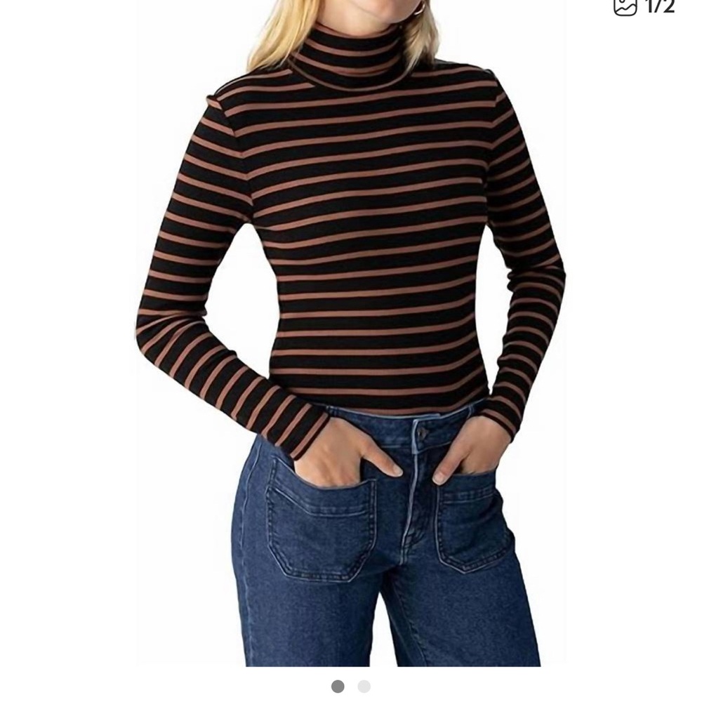 Sanctuary Black and Brown Striped Sweater